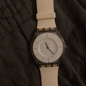 White swatch watch